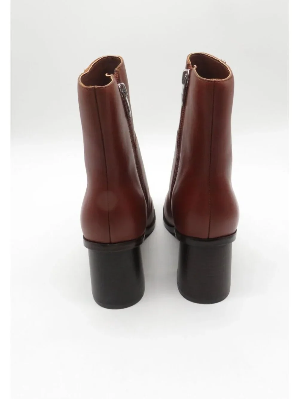 Marc Fisher Womens Dairey Dark Natural Leather Block Heel Boots Size 5M NEW